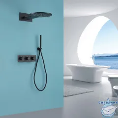 Душевая система ABBER Wasser Kreis 300 1 режим AF8151B  (чернй матовый)