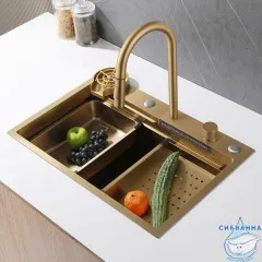 Кухонная мойка ABBER Wasser Kreis 68 см AF2194G золото матовое