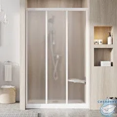  Дверь в нишу Ravak Supernova ASDP3-130 профиль белый, стекло грапе