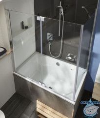 Шторка для ванны Jacob Delafon Capsule 140 см E6D129-GA профиль серый, стекло прозрачное
